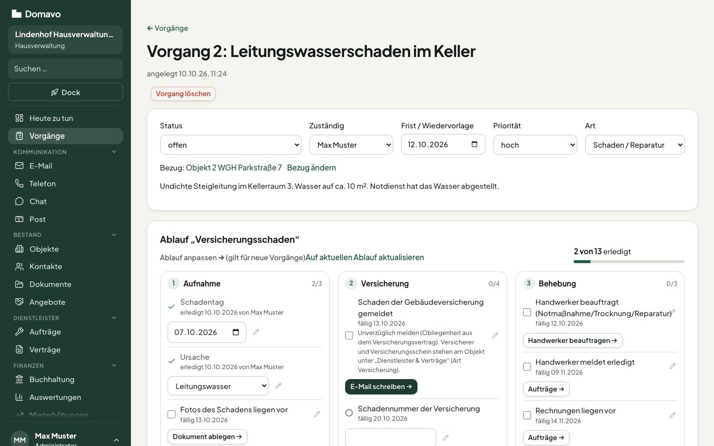 Vorgang mit Ablauf in Phasen